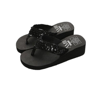 Summer Women Flip Flops Casual Sequins Anti-Slip Slippers Beach Flip Flat Sandals Beach Open Toe Shoes Womens Glitter Bling Fancy Slide Flat Low Sparkle Sandals Elegant Shoes