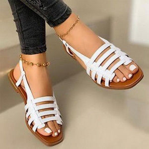 Summer Women's Sandals Fashion Fat Bottom Female Clip Toe Shoes Outdoor Beach Sandal Flat Sandal Ankle Strap Open Toe Breathable Summer Sandals Adjustable Buckle Strap Women Sandals