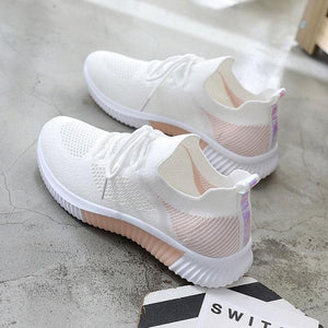 Summer Womens Shoes Mesh Light Breathable Sneakers Flats Casual Trainers Walking Shoes Sport Women Mesh Running Casual Slip On Flats Sneakers