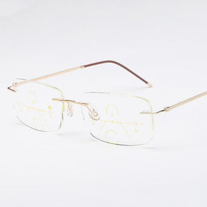 Super Light Multifocal Progressive Reading Glasses For Men And Women Anti Blue Light Near Far Sight Eyewear For Men And Women Rimless Progressive Multifocus Reading Glasses Blue Light Blocking No Line Multifocal Computer Readers for Women Men