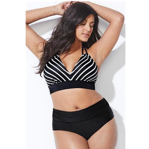 Swimwear High Waist Two Piece Plus Size Large Size Plus Fat Printed Swimsuit Women Back Bikini Beach Bathing Suit Women High Waist Swimsuits Triangle Bathing Suit