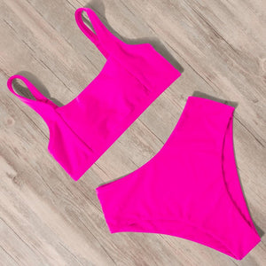 Swimwear Women Ribbed Bathing Suit Female Push Up Bikini Set Women's Bathing Suit Lace up Bikini Ribbed Two Piece Swimsuit Beachwear High Waist Bikini Women's Swimsuit