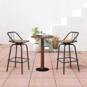 360 ° Swivel Bar Stool Set of 2 with Footrest and Backrest-Balck & Natural