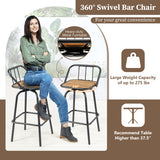 360 ° Swivel Bar Stool Set of 2 with Footrest and Backrest-Balck & Natural