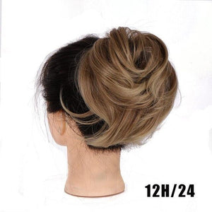 Synthetic Messy Bun Scrunchie Chignon With Elastic Hair Bands Donut Straight Ponytail Hair Pieces For Women Hair Extensions Clip in Hair Extension For Volumized Hair Buns For Girls