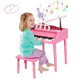30-Key Wood Toy Kids Grand Piano with Bench & Music Rack-Black