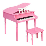 30-Key Wood Toy Kids Grand Piano with Bench & Music Rack-Black