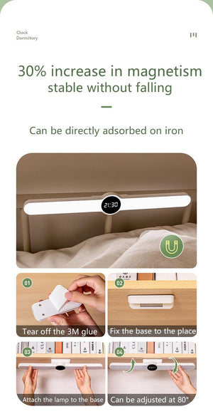 Table Lamp Table Clock USB Lamp Magnetic Led Desk Lamp Study Office Light Rechargeable Bedroom Bedside Children Lamp Decorative Table Lamp Cute Study Lamps for Bedroom Décor