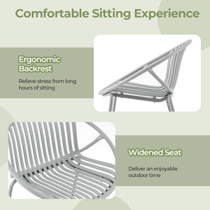 All Weather PP Patio Conversation Set with Round Coffee table and 2 Chairs-Gray