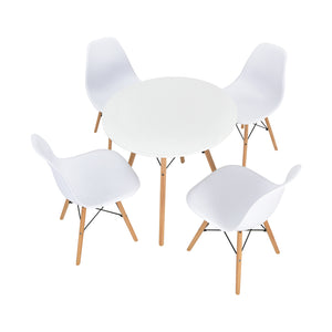 5 Pieces Table Set With Solid Wood Leg For Dining Room-White