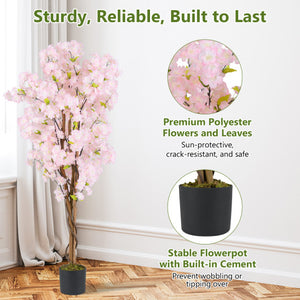 5 FT Tall Artificial Cherry Blossom Tree with Pink Flowers-1 Pack