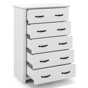 Tall Storage Dresser with 5 Pull-out Drawers for Bedroom Living Room-White