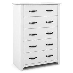 Tall Storage Dresser with 5 Pull-out Drawers for Bedroom Living Room-White