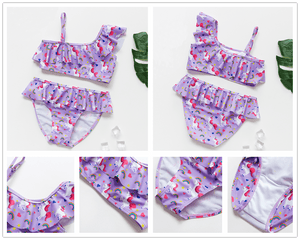 Teenager Girls Swimwear Two pieces Girls Swimsuit High quality Kids Bikini Sets Children Beach Wear Girls Two Piece Bikini Swimsuits Striped Ruffle Swimwear Bathing Suit Set