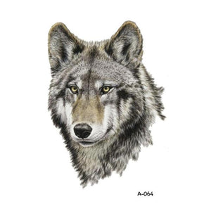 Temporary Animal Head Wolf Design Waterproof Body Sticker Fashion Tattoo For Womens Mens