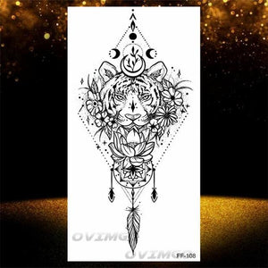 Temporary Lotus Flower Sticker Tattoo Fake Black Elegant Flower Design Women Body Art Fake Arm Tattoo Stickers For Womens