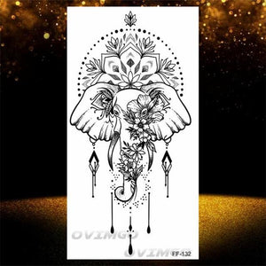 Temporary Lotus Flower Sticker Tattoo Fake Black Elegant Flower Design Women Body Art Fake Arm Tattoo Stickers For Womens