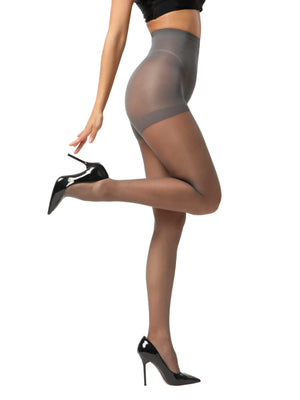 EVERSWE 3 Pairs Women's Sheer Tights 20D, High Waist Control Top Pantyhose Hosiery Large Grey