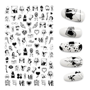 The New 3D Nail Sticker Cool English Letter stickers for nail  Foil Love Heart Design Nails Accessories Fashion Manicure Sticker Stickers Girls Manicure Decoration Nail Art Supplies 3D Self-Adhesive Nail Decals Designer Nail Stickers for Acrylic Nails