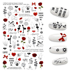 The New 3D Nail Sticker Cool English Letter stickers for nail  Foil Love Heart Design Nails Accessories Fashion Manicure Sticker Stickers Girls Manicure Decoration Nail Art Supplies 3D Self-Adhesive Nail Decals Designer Nail Stickers for Acrylic Nails