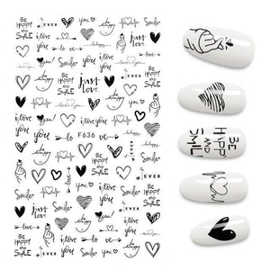 The New 3D Nail Sticker Cool English Letter stickers for nail  Foil Love Heart Design Nails Accessories Fashion Manicure Sticker Stickers Girls Manicure Decoration Nail Art Supplies 3D Self-Adhesive Nail Decals Designer Nail Stickers for Acrylic Nails