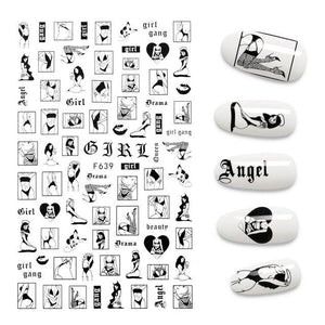 The New 3D Nail Sticker Cool English Letter stickers for nail  Foil Love Heart Design Nails Accessories Fashion Manicure Sticker Stickers Girls Manicure Decoration Nail Art Supplies 3D Self-Adhesive Nail Decals Designer Nail Stickers for Acrylic Nails
