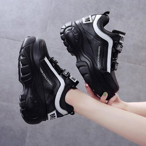 Thick Bottom Chunky Womens Sneakers White Black High Heels Strong Woman Casual Autumn Winter Footwear Casual Everyday Walking Fashionable Sneakers
