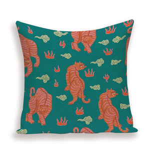 Tiger Cushion Case Autumn Jungle Home Decor Pillows Cases Leopard Printed Animal Throw Pillow Covers Decorative Pillowcase Soft Cushion Covers For Bedroom Sofa Bed Linen Pillow Covers 45X45CM