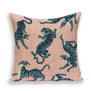 Tiger Cushion Case Autumn Jungle Home Decor Pillows Cases Leopard Printed Animal Throw Pillow Covers Decorative Pillowcase Soft Cushion Covers For Bedroom Sofa Bed Linen Pillow Covers 45X45CM