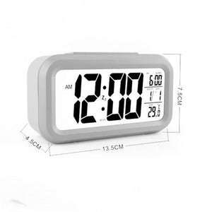 Time and Temperature Digital Table Snooze Alarm Clock  LCD Display Bedside Alarm Clock with Snooze Backlight Night Light Date and Temperature Sleep Timer for for Heavy Sleepers Children Wake Up Kids Alarm Clock Night Light for Children Desk Clock