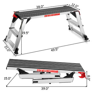 330 lbs Aluminum Folding Non-slip Drywall Step Stool Ladder