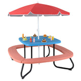 Toddler Outdoor Activity Table with Adjustable and Collapsible Umbrella-Blue