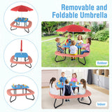 Toddler Outdoor Activity Table with Adjustable and Collapsible Umbrella-Blue