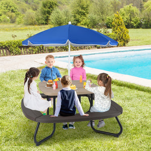 Toddler Outdoor Activity Table with Adjustable and Collapsible Umbrella-Brown