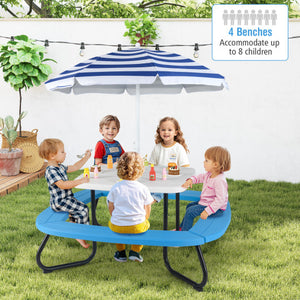 Toddler Outdoor Activity Table with Adjustable and Collapsible Umbrella-White