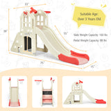 6-In-1 Large Slide for Kids Toddler Climber Slide Playset with Basketball Hoop-Blue