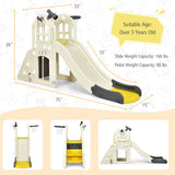 6-In-1 Large Slide for Kids Toddler Climber Slide Playset with Basketball Hoop-Blue