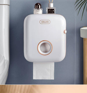 Toilet Paper Holder Stand Wall Mounted Waterproof Paper Towel Dispenser Holder Tissue Box Toilet Roll Holder For Toilet Paper Toilet Paper Roll Holder With Shelf And Drawer Adhesive Bathroom Tissue Box Holder Wall Mount Facial Toilet Tissue Paper Storage