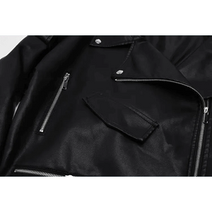 PU Faux Leather Jacket Women Loose Sashes Casual Biker Jackets Outwear Female Tops BF Style Black Leather Jacket Coat