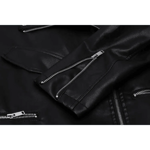 PU Faux Leather Jacket Women Loose Sashes Casual Biker Jackets Outwear Female Tops BF Style Black Leather Jacket Coat