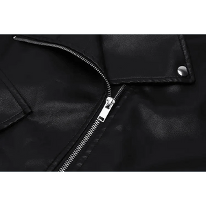 PU Faux Leather Jacket Women Loose Sashes Casual Biker Jackets Outwear Female Tops BF Style Black Leather Jacket Coat