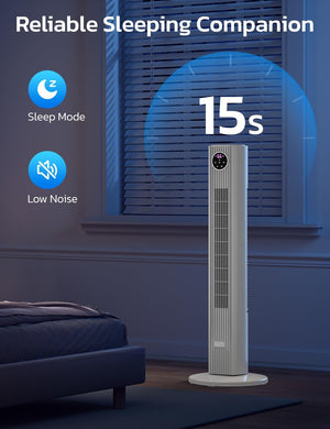 Tower Fan for Bedroom, 90° Oscillating Fan with 12H Timer, 37”Standing Fans with Remote, Bladeless Fan with 4 Modes & 3 Speeds