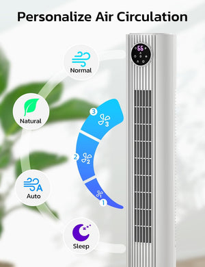 Tower Fan for Bedroom, 90° Oscillating Fan with 12H Timer, 37”Standing Fans with Remote, Bladeless Fan with 4 Modes & 3 Speeds