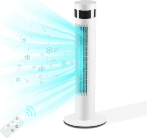 Tower Fan Portable Electric Oscillating Fan Quiet Cooling Remote Control Standing Bladeless Floor Fans 3 Speeds Wind Modes Timer