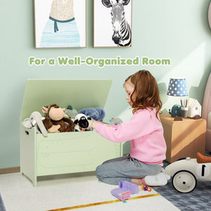 Wooden Kids Toy Box with Safety Hinge-Green