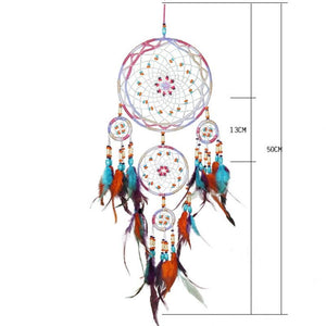 Traditional Handicrafts Original Five-ring Dream-catcher Pendant Pure Handicraft Production Fengling Hanging Feathers Ornament Creative Gifts Home Wall Decoration Girls