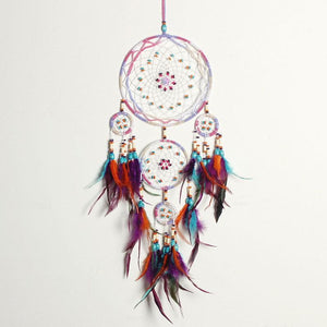 Traditional Handicrafts Original Five-ring Dream-catcher Pendant Pure Handicraft Production Fengling Hanging Feathers Ornament Creative Gifts Home Wall Decoration Girls