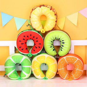 Travel Memory Foam Fruit U Shaped Travel Pillow Neck Support Head Rest Headrest Cushion Pillow Pillow Kids Newborn Travel Neck Pillow U-Shape For Car Headrest Air Cushion Child Car Seat Head Support Infant Baby Cotton U-shaped Pillow
