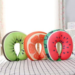 Travel Memory Foam Fruit U Shaped Travel Pillow Neck Support Head Rest Headrest Cushion Pillow Pillow Kids Newborn Travel Neck Pillow U-Shape For Car Headrest Air Cushion Child Car Seat Head Support Infant Baby Cotton U-shaped Pillow