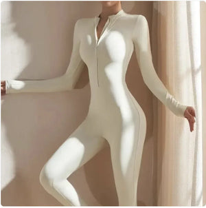 Women's Long-Sleeve Zipper Yoga Jumpsuit